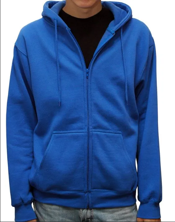 Men's Classic Zipper Hooded Sweatshirt Blue